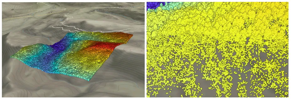 Lidar point clouds can be digitally processed to create models of a real world area.