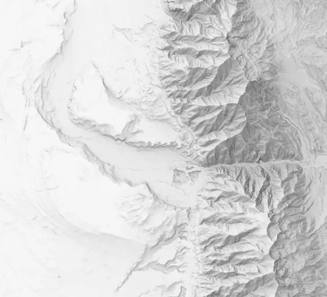 A skyshade-enhanced hillshade of the mouth of Weber Canyon